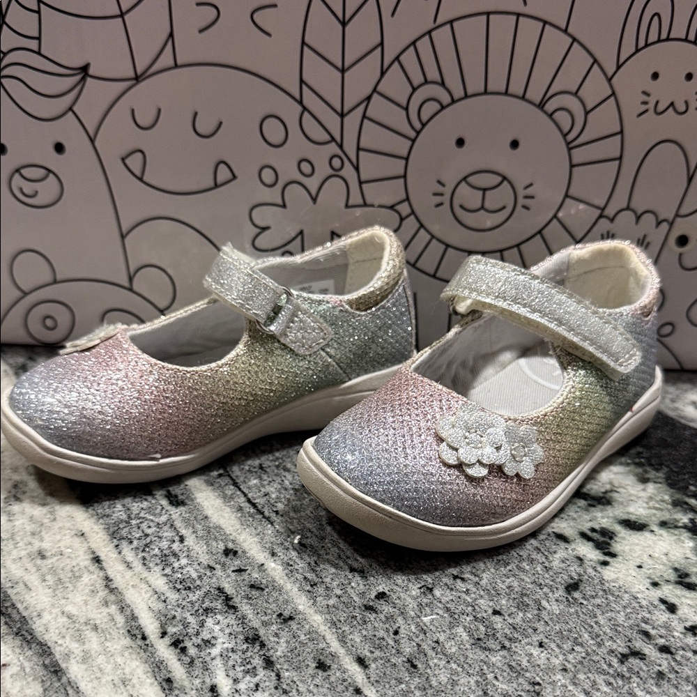 Stride Rite Silver and Pink Kids Dress Shoes